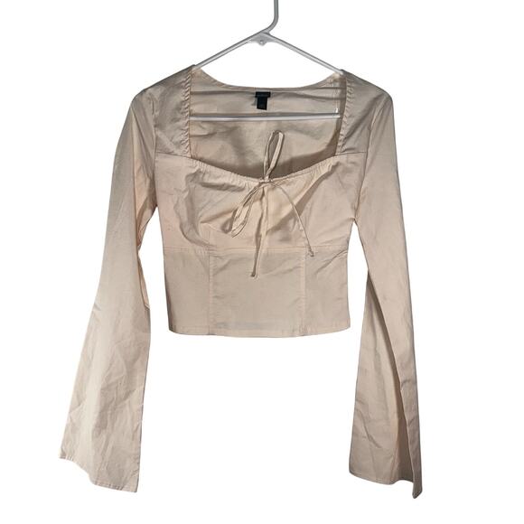 NWOT Wild Fable Poplin Milkmaid Top with Bell Sleeves Size XXS - Picture 2 of 5